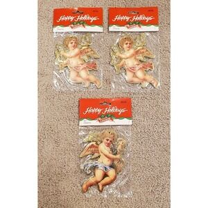 Vintage Leewards Cherub Angel Ornaments Sealed In Packages